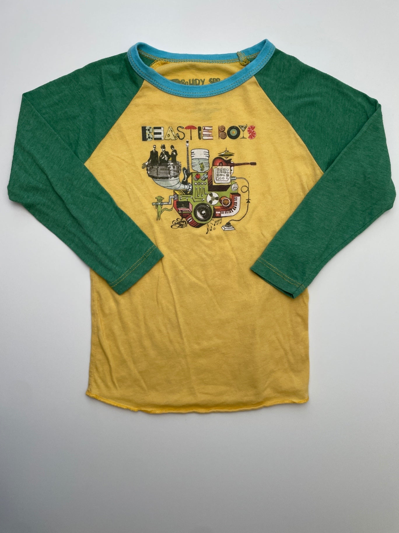 Rowdy Sprout Long Sleeve T-Shirt - Yellow 'Beastie Boys' Raglan Sleeve | size 4T