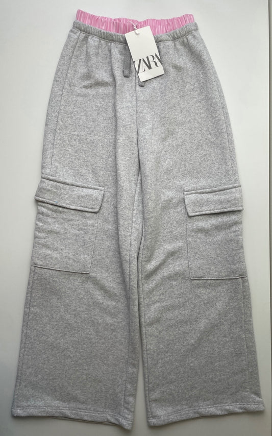 Zara Sweatpants - Gray Wide Leg Cargo | size 10