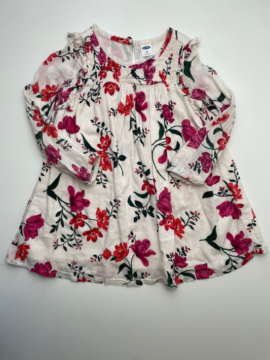 Old Navy Dress - Ivory Long sleeve Floral 100% Cotton | size 3T