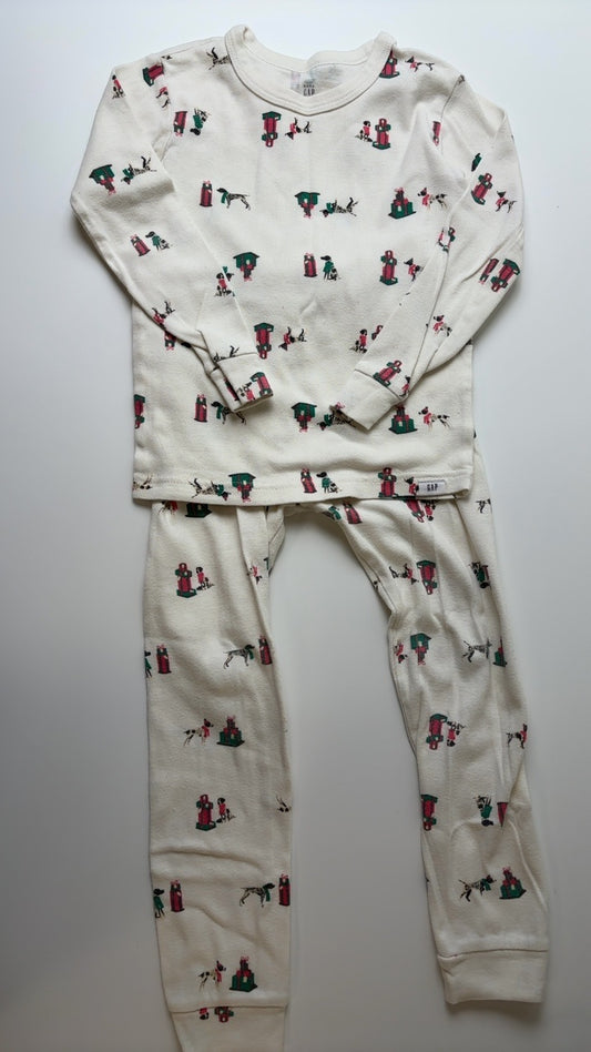 BabyGap Pajamas - White Holiday Present & Dog Pattern- Organic | size 5T