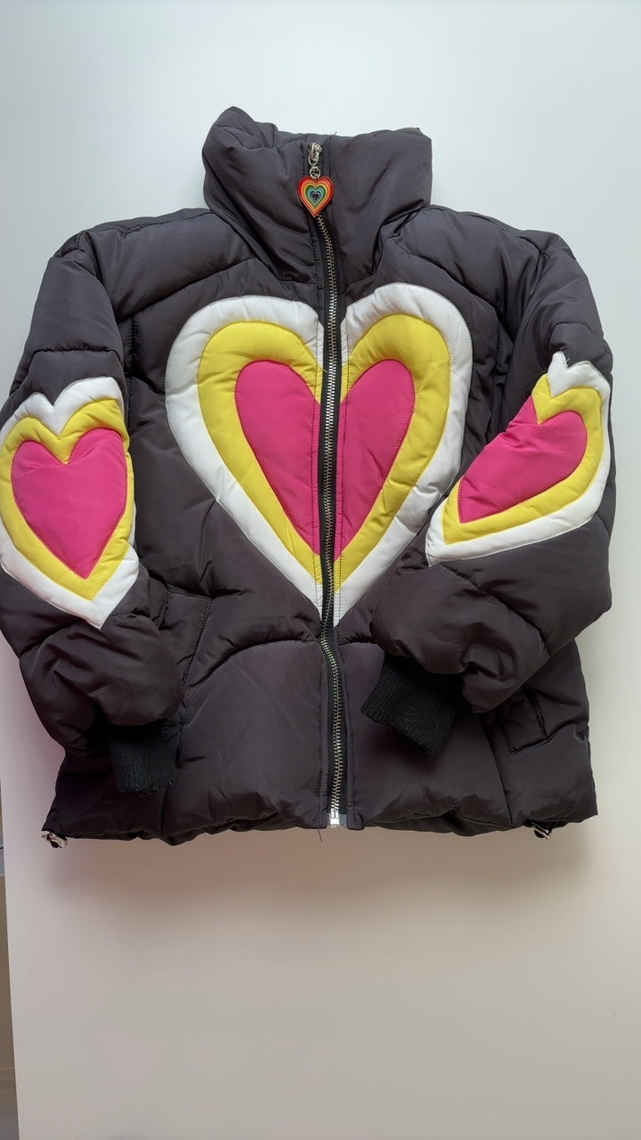 Lola & The Boys Coat/Jacket - Black Heart Puffer | size 4T