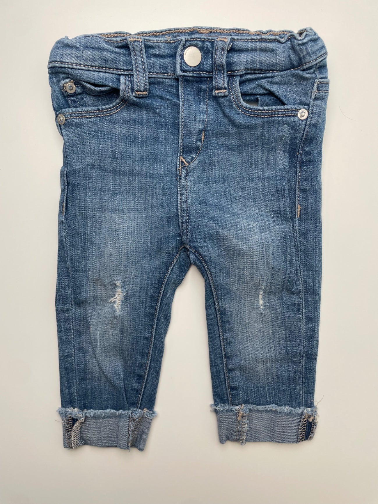 DL 1961 Jeans - Blue Cuffed Hem + Small Distressing | size 12 Months