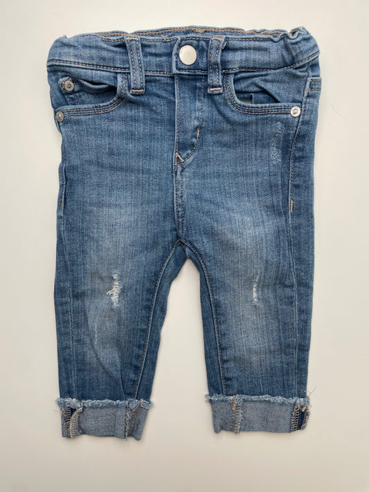 DL 1961 Jeans - Blue Cuffed Hem + Small Distressing | size 12 Months