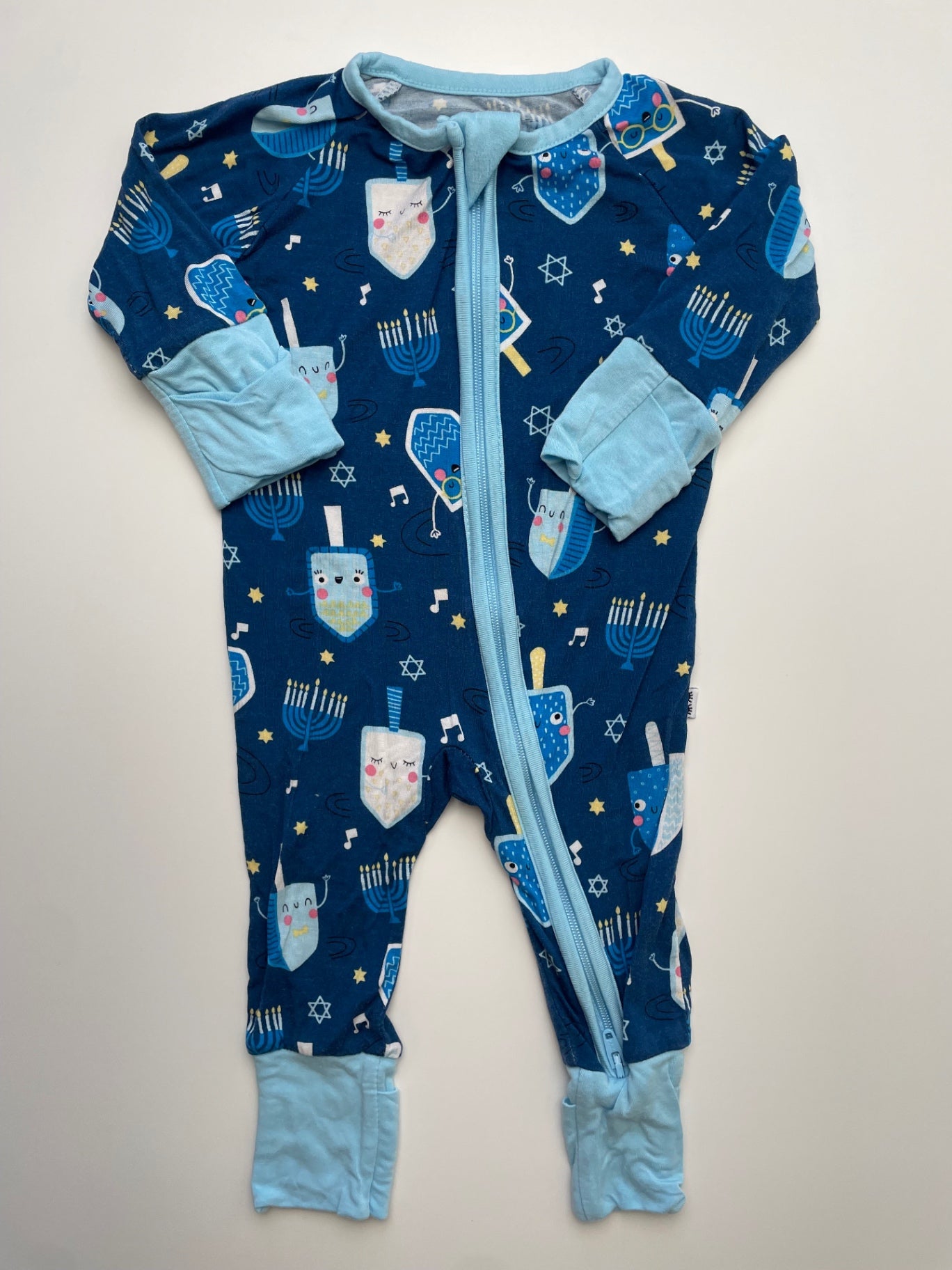 Little Sleepies Onesie - Blue Hanukkah Full Zip | size Newborn