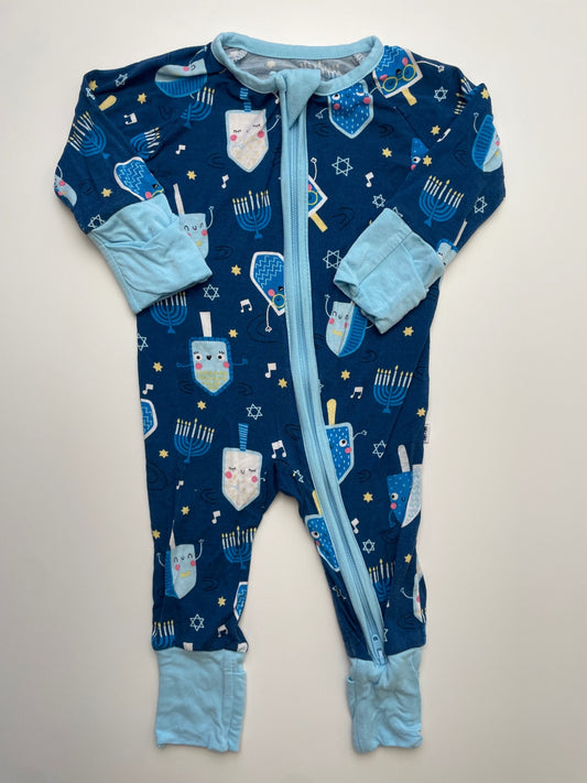 Little Sleepies Onesie - Blue Hanukkah Full Zip | size Newborn