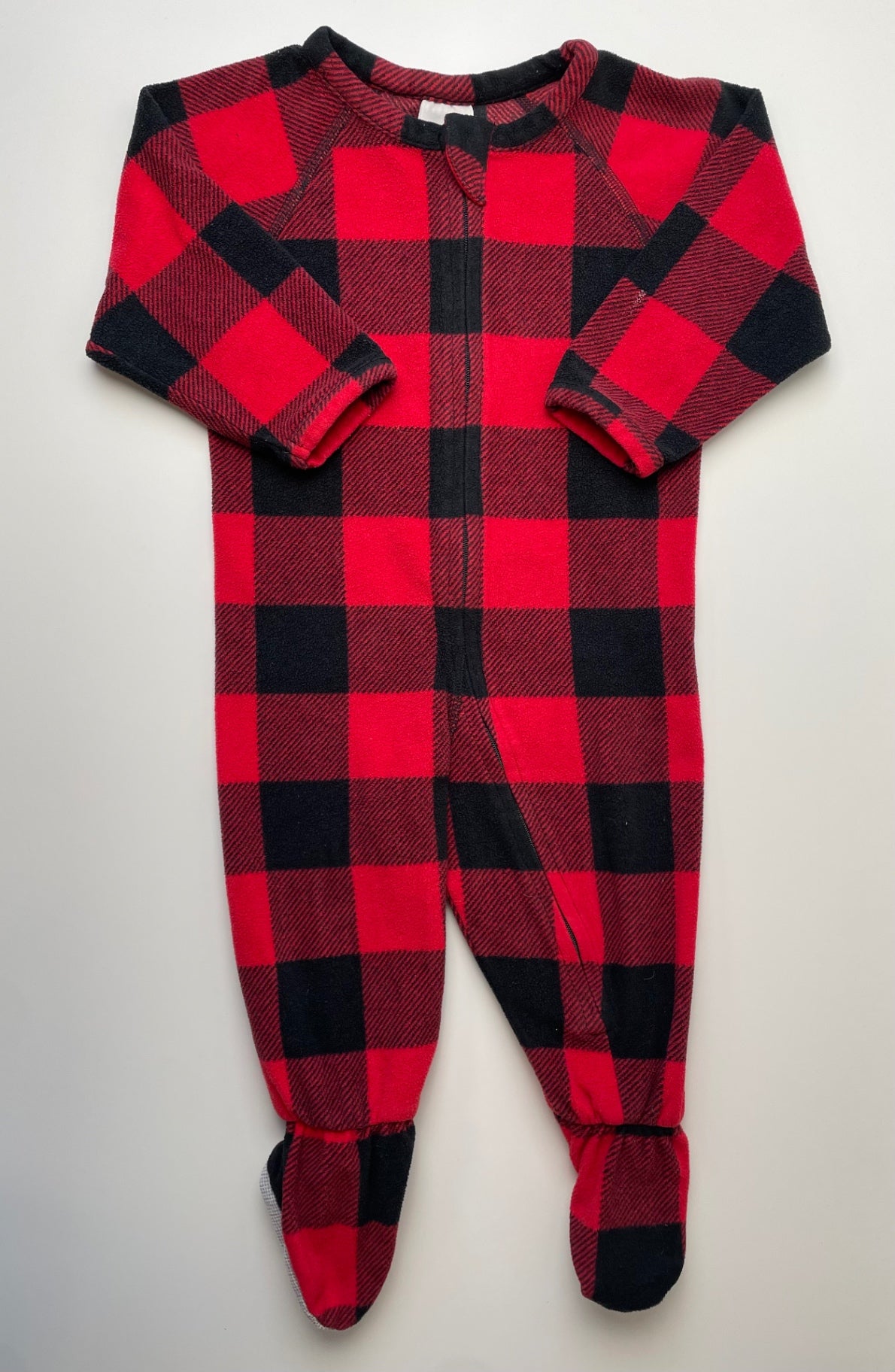 Nordstrom Onesie - Red Fleece Buffalo Check | size 9 - 12 Months