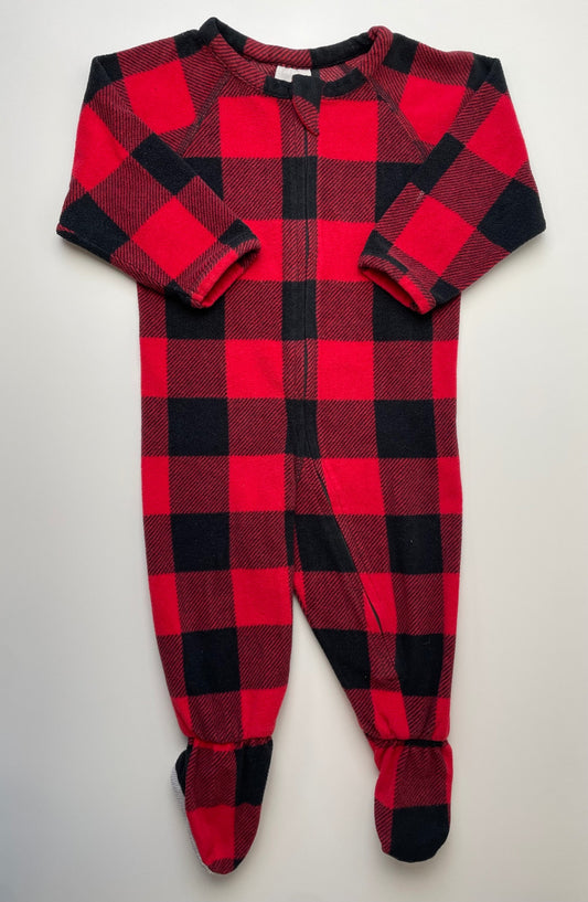 Nordstrom Onesie - Red Fleece Buffalo Check | size 9 - 12 Months