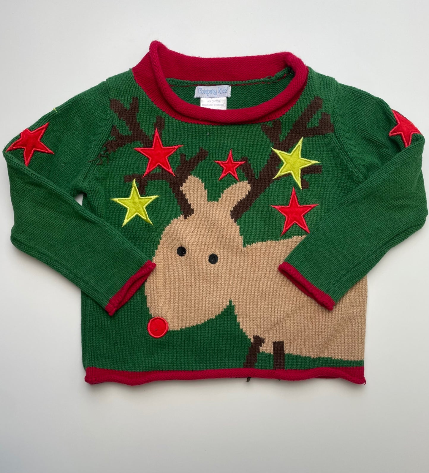 Company Kids Sweater - Green Rudolph - 100% Cotton | size XS