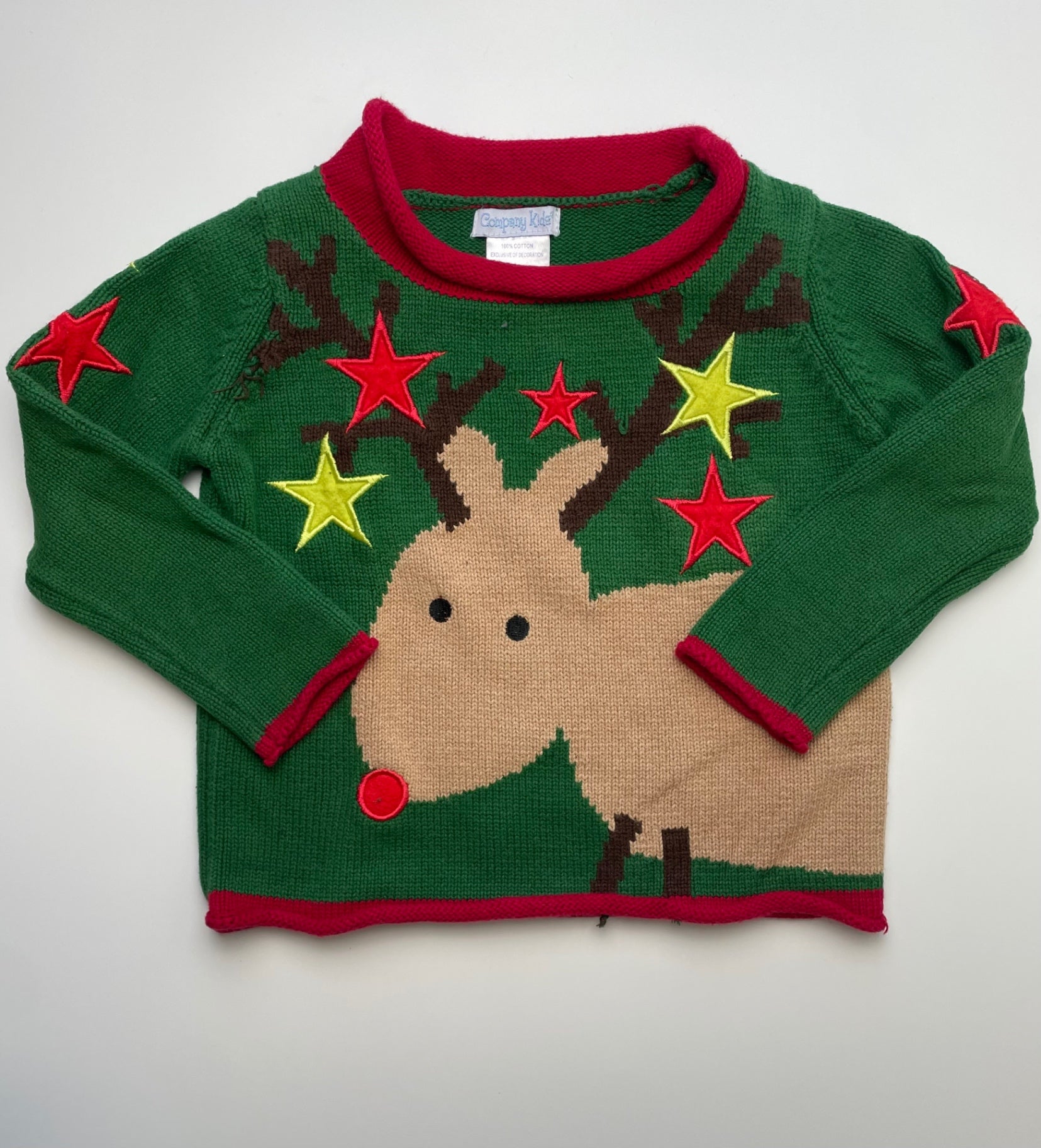 Company Kids Sweater - Green Rudolph - 100% Cotton | size XS