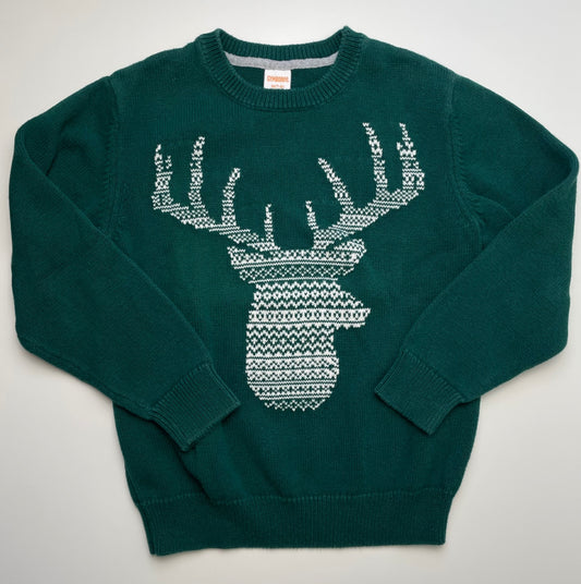 Gymboree Sweater - Green Crewneck with Deer | size 7/8