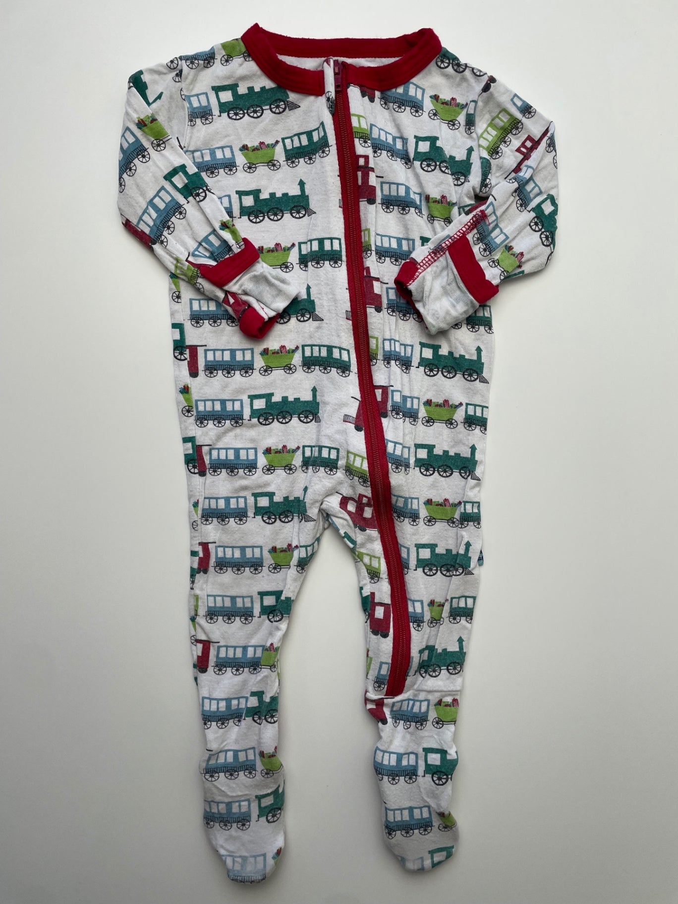 Kickee Pants Onesie - White Trains + Presents | size 3 - 6 Months