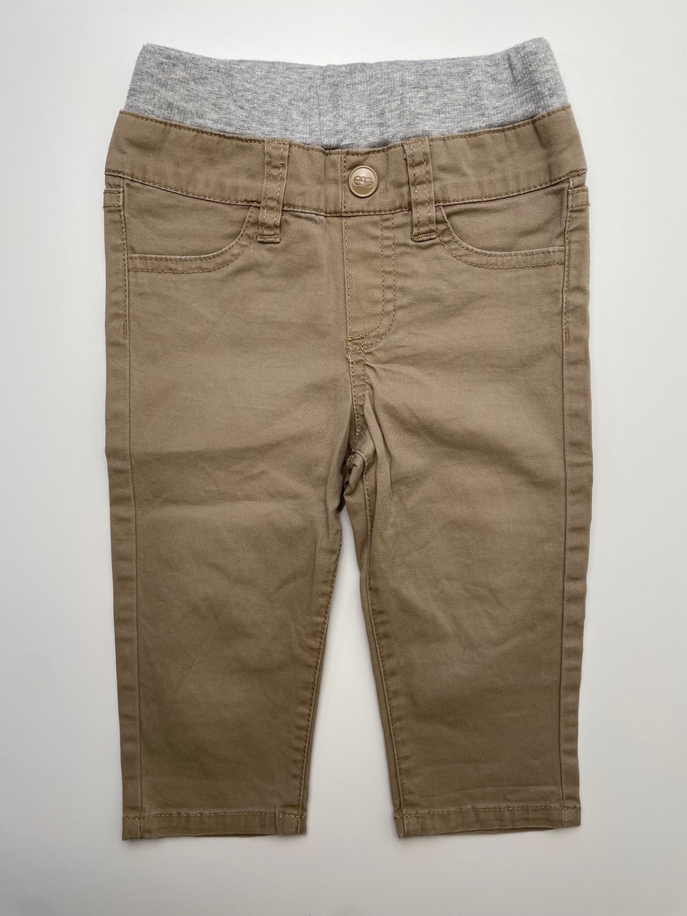 EGG New York Pants - Tan Khaki Knit Waistband | size 12 Months
