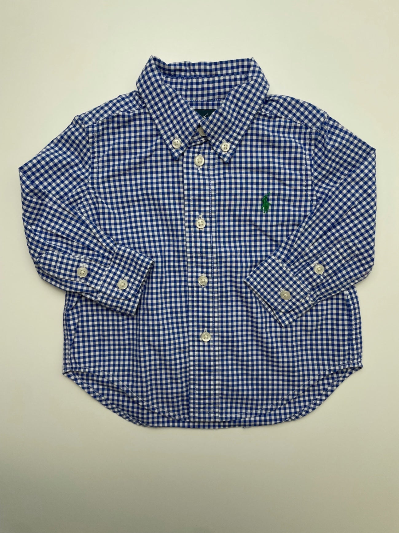 Ralph Lauren Shirt - Blue Gingham Button Down | size 9 Months