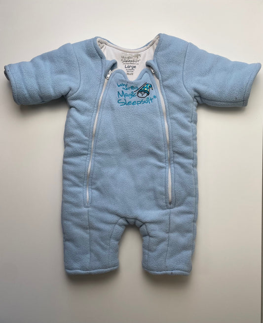 Baby Merlin Sleepsuit - Blue Fleece Padded Onesie | size 6 - 9 Months