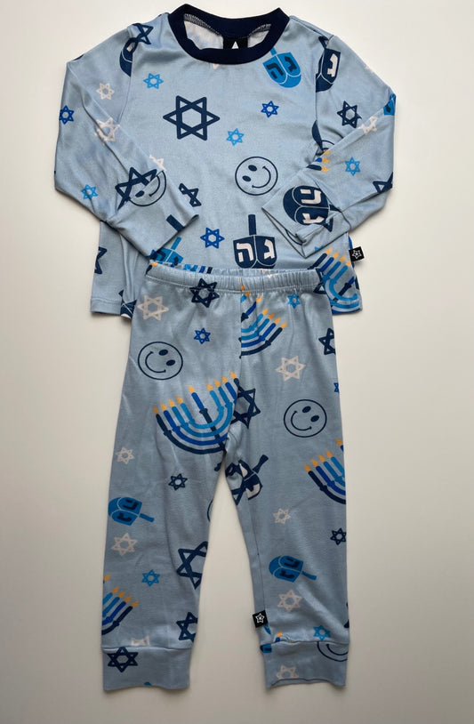 Pixie Lane 2 Piece Ensemble - Blue Hanukkah Pajamas | size 18 - 24 Months