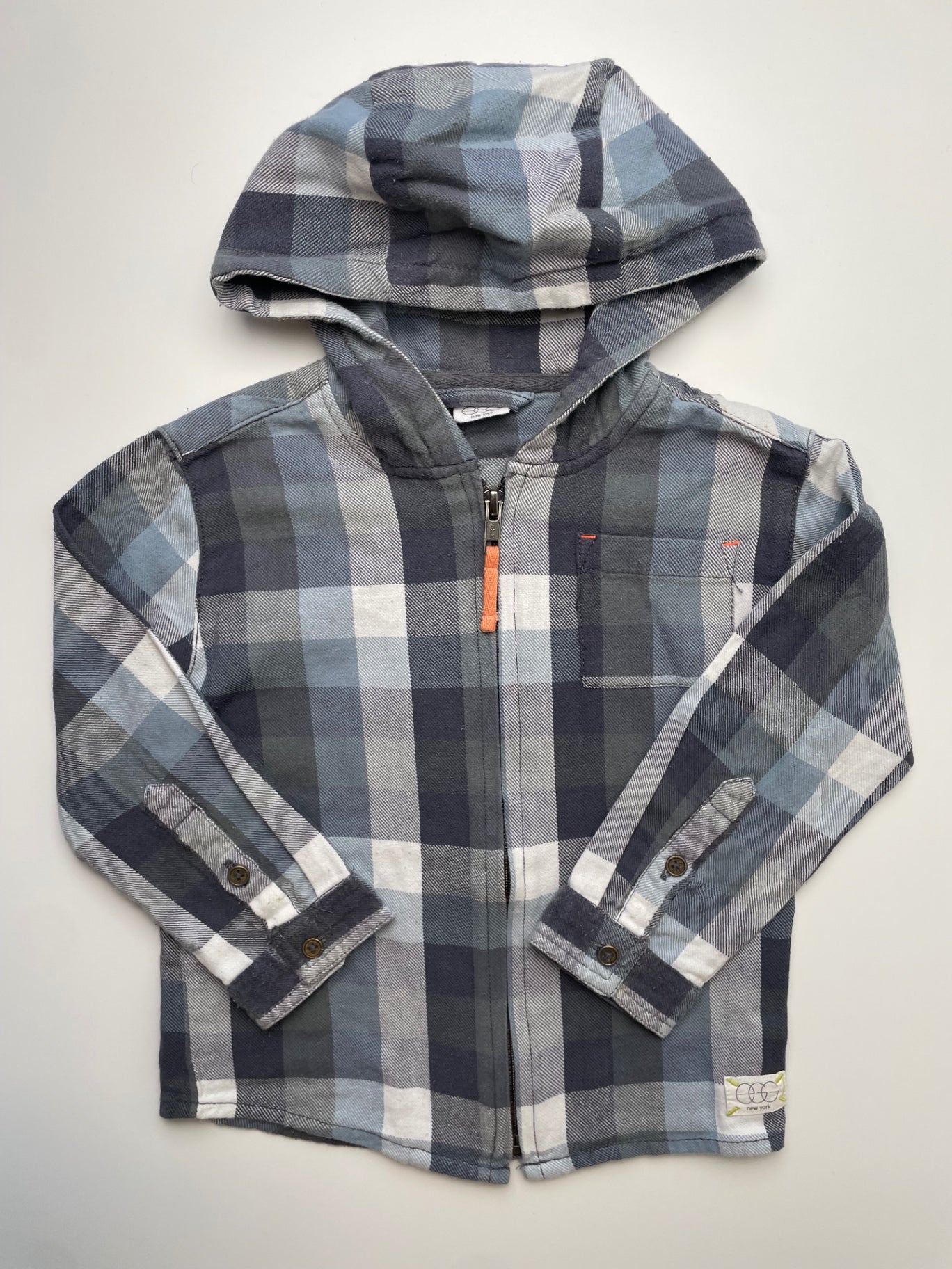 EGG New York Sweatshirt - Gray Plaid Full Zip Hoodie | size 2T