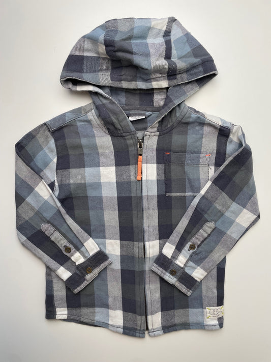 EGG New York Sweatshirt - Gray Plaid Full Zip Hoodie | size 2T
