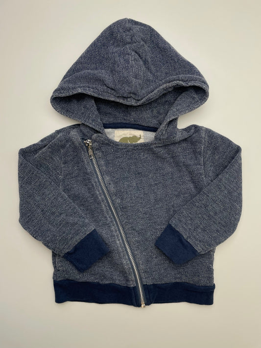 Monica + Andy Sweatshirt - Navy Blue Asymmetrical Full Zip Hoodie | size 2T