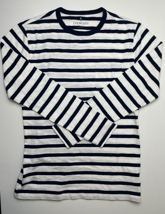 Crewcuts Long Sleeve T-Shirt - Navy Blue Striped | size 12