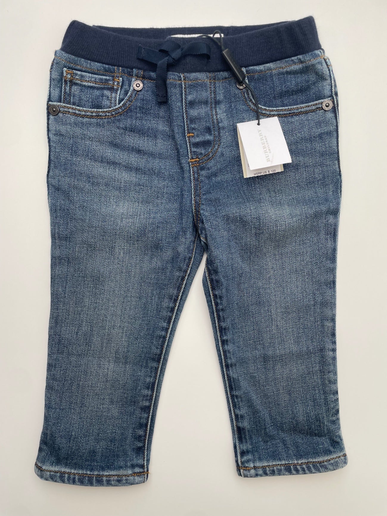 Burberry Jeans - Blue Knit Waistband | size 12 Months