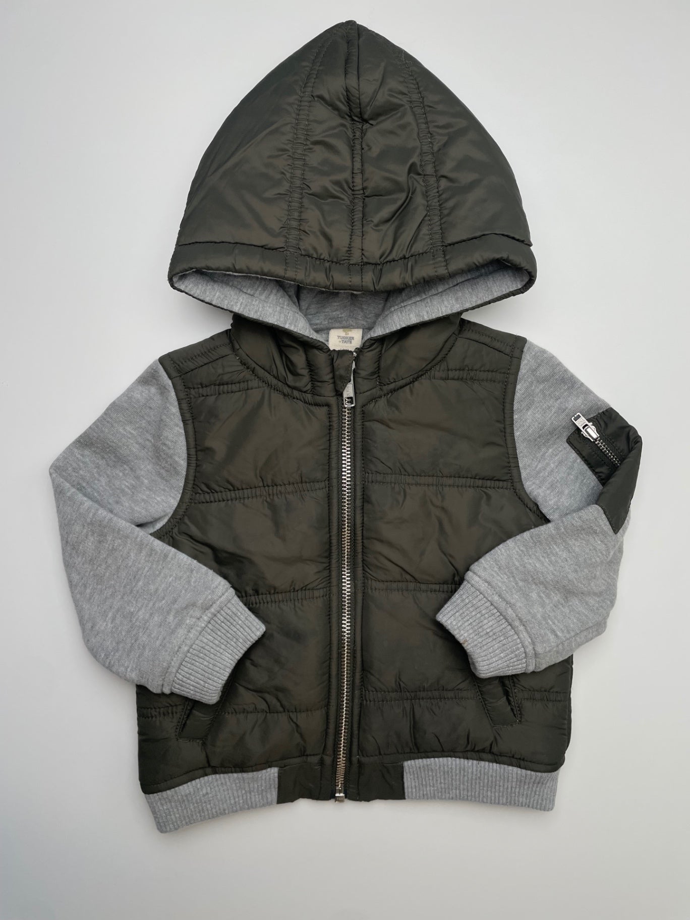 Tucker + Tate Jacket/Coat - Green Puffer w/ Cotton Sleeves | size 12 Months