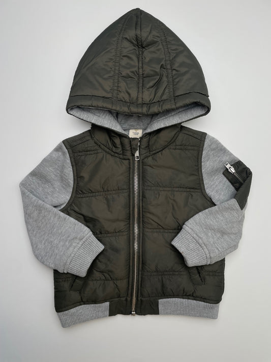 Tucker + Tate Jacket/Coat - Green Puffer w/ Cotton Sleeves | size 12 Months