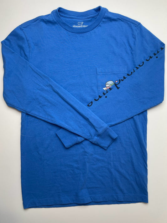 Vineyard Vines Long Sleeve T-Shirt - Blue Skiing Whale Graphic (Adult Size) | size XS