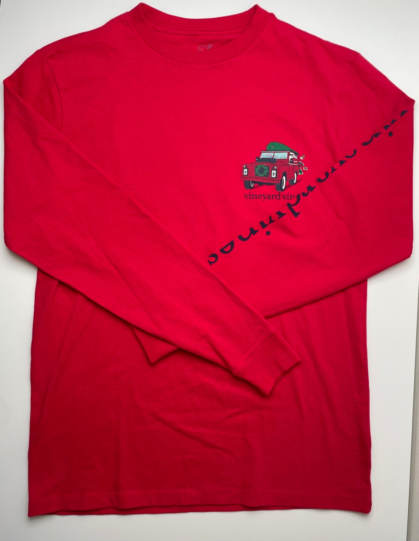 Vineyard Vines Long Sleeve T-Shirt - Red Santa Truck Graphic (Adult Size) | size XS