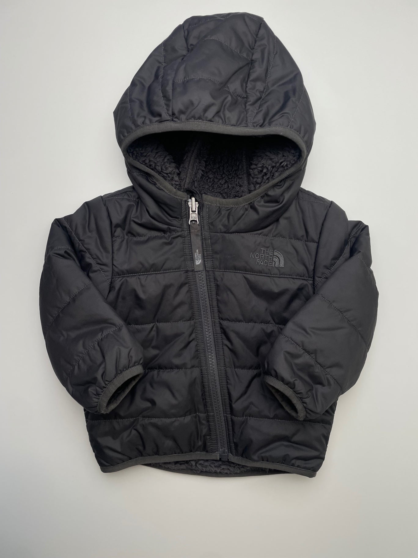 The North Face Coat - Gray Fur Lined Puffer | size 6 - 12 Months