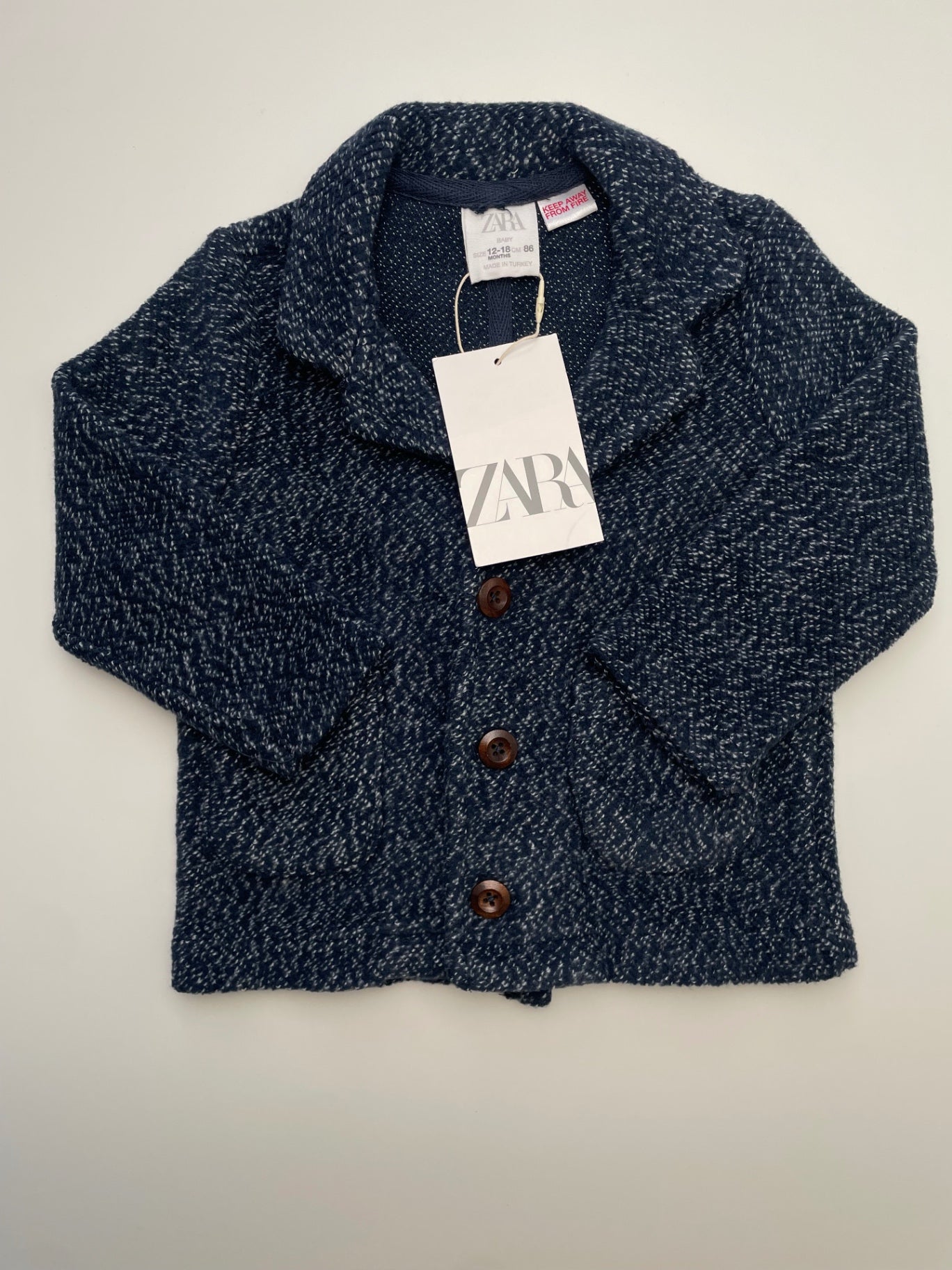 Zara Sweater - Navy Blue Cardigan w/ Collar | size 12 - 18 Months