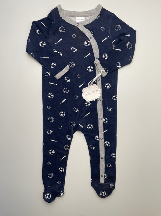Nordstrom Onesie - Navy Blue Sports Pattern | size 9 Months