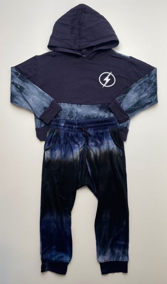 Pixie Lane 2 Piece Ensemble - Navy Blue Tie Dye Hoodie + Joggers | size 18 - 24 Months