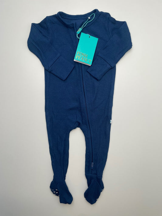 Posh Peanut Onesie - Navy Blue Waffle Knit | size 3 - 6 Months