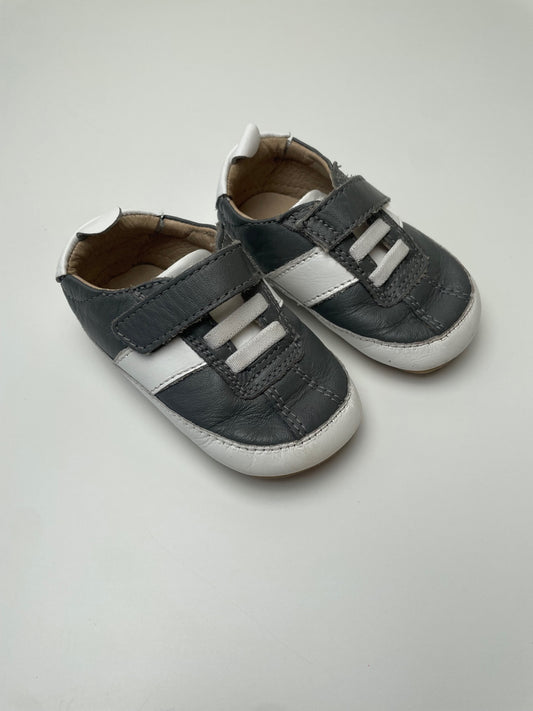 Old Soles Shoes - Gray Soft Leather Baby Shoes | size Shoe 2