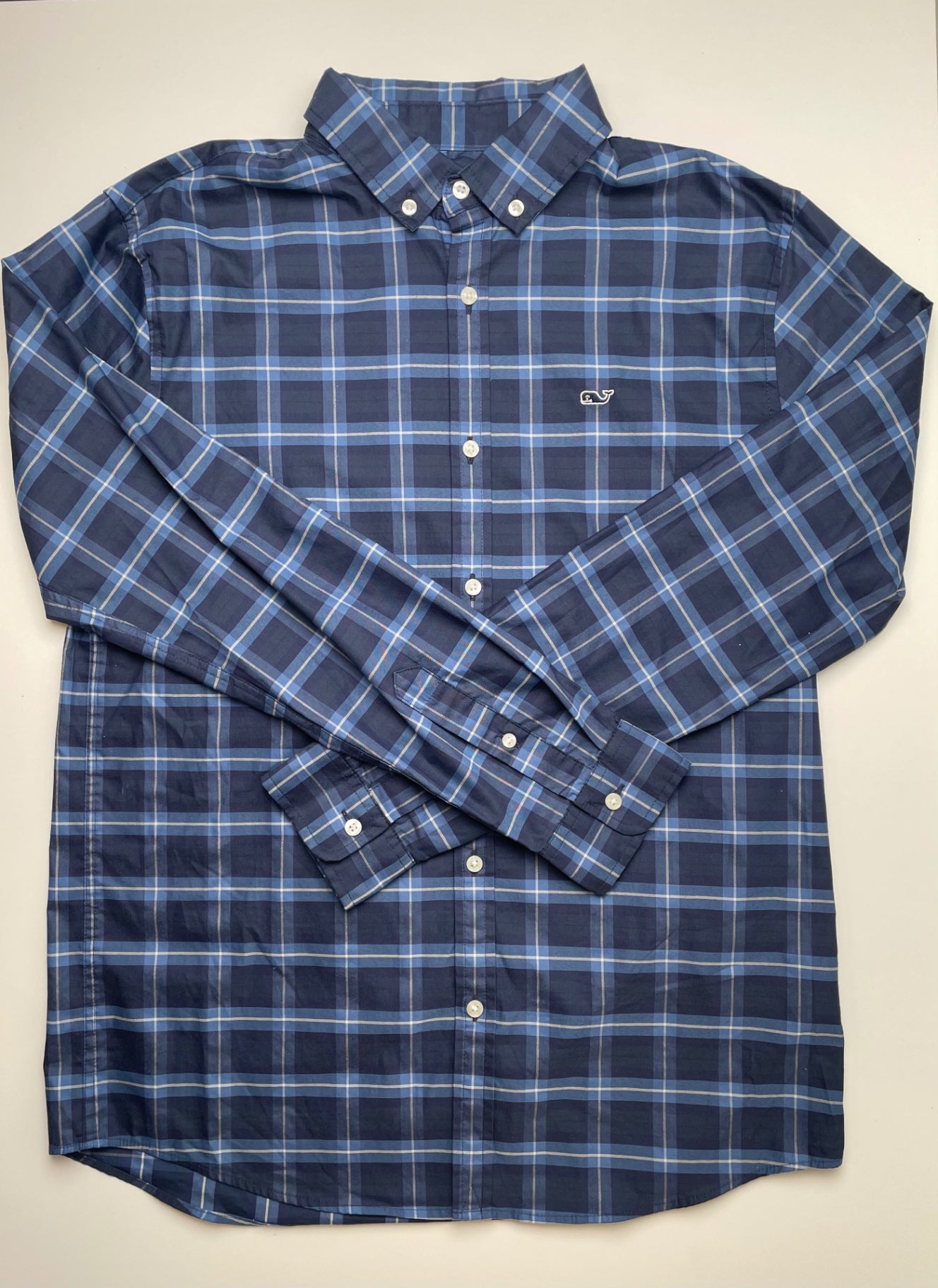 Vineyard Vines Shirt - Blue On-The-Go Performance Plaid Button Down | size 18