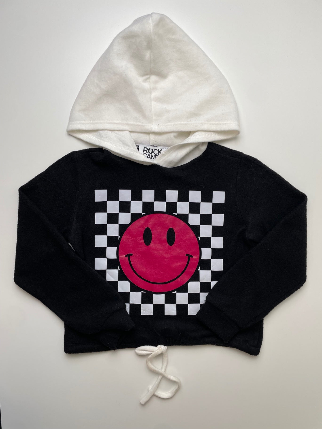 Rock Candy Sweatshirt - Black Checkered Smiley Face Hoodie | size 5T