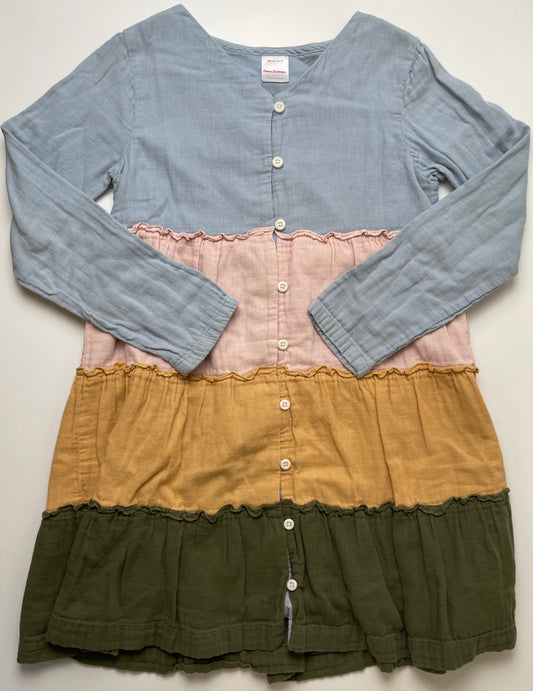 Hanna Andersson Dress - Multicolor Long Sleeve Color Block Tiered | size 10