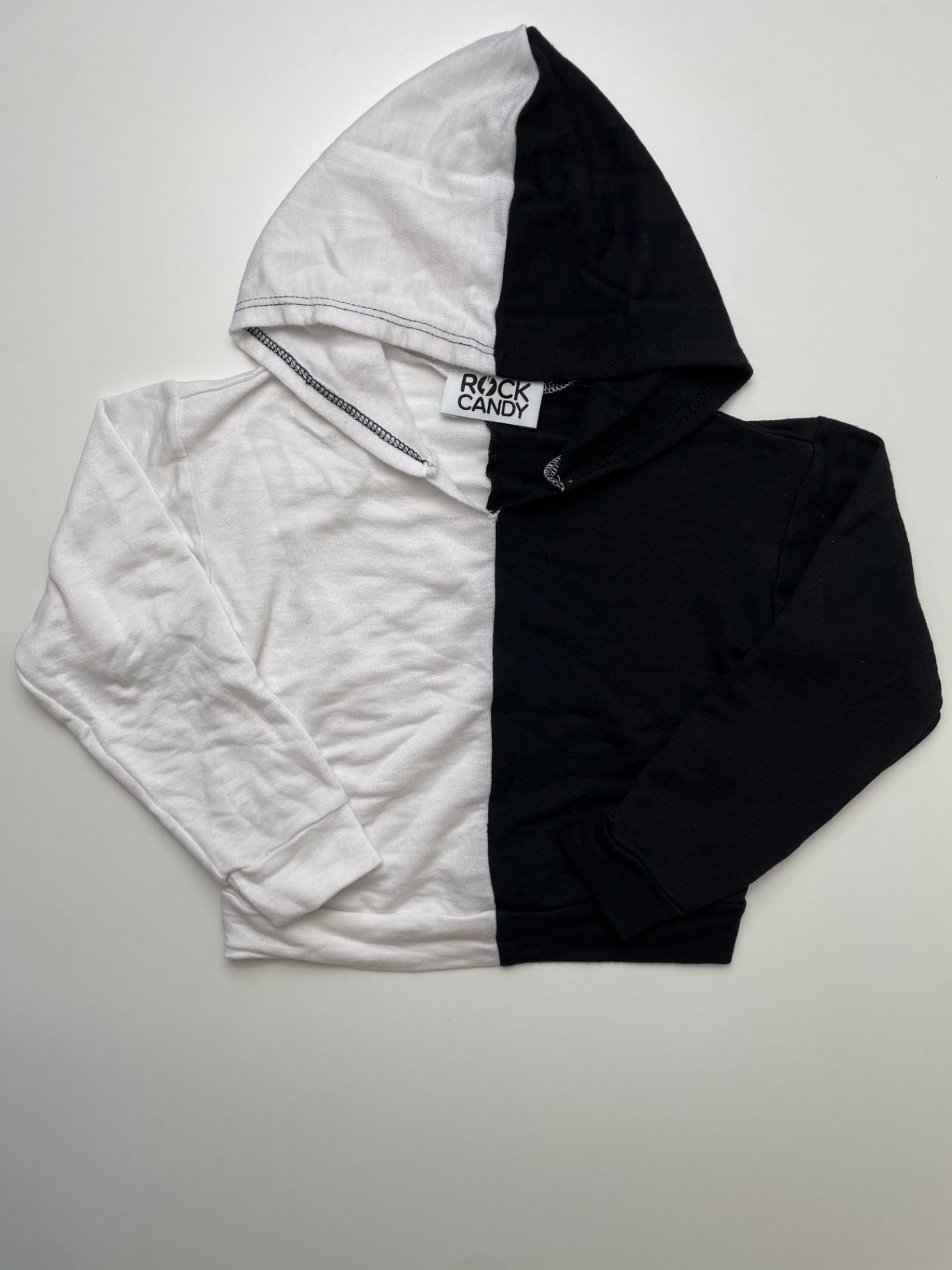 Rock Candy Sweatshirt - Black/White Color Block Hoodie | size 4T