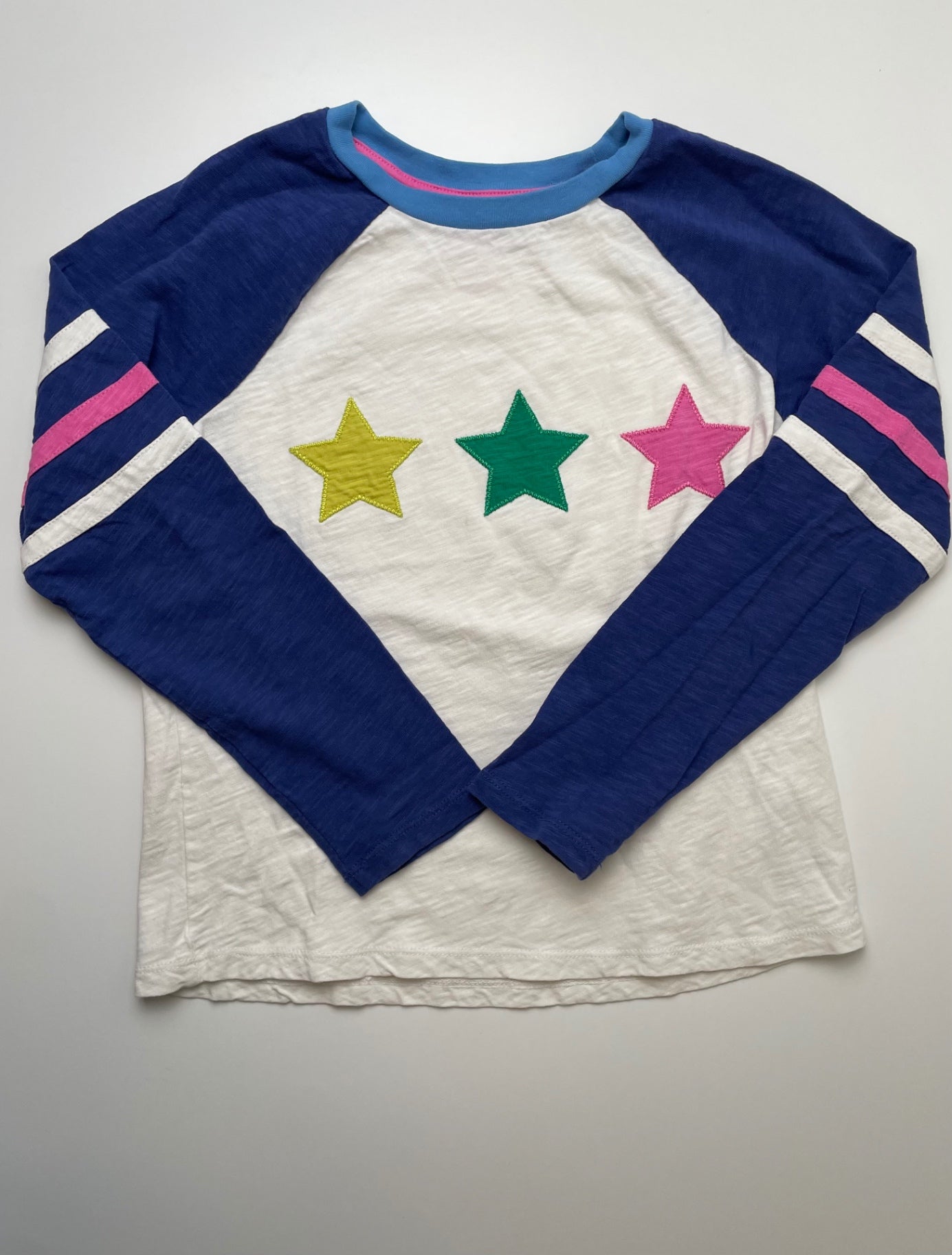 Boden Long Sleeve T-Shirt - White Stars Raglan Sleeve | size 11/12