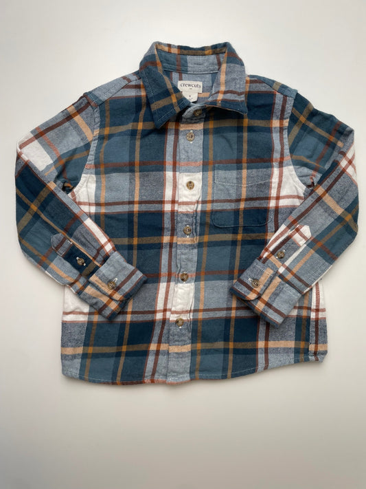 Crewcuts Shirt - Blue Plaid Button Up | size 3T