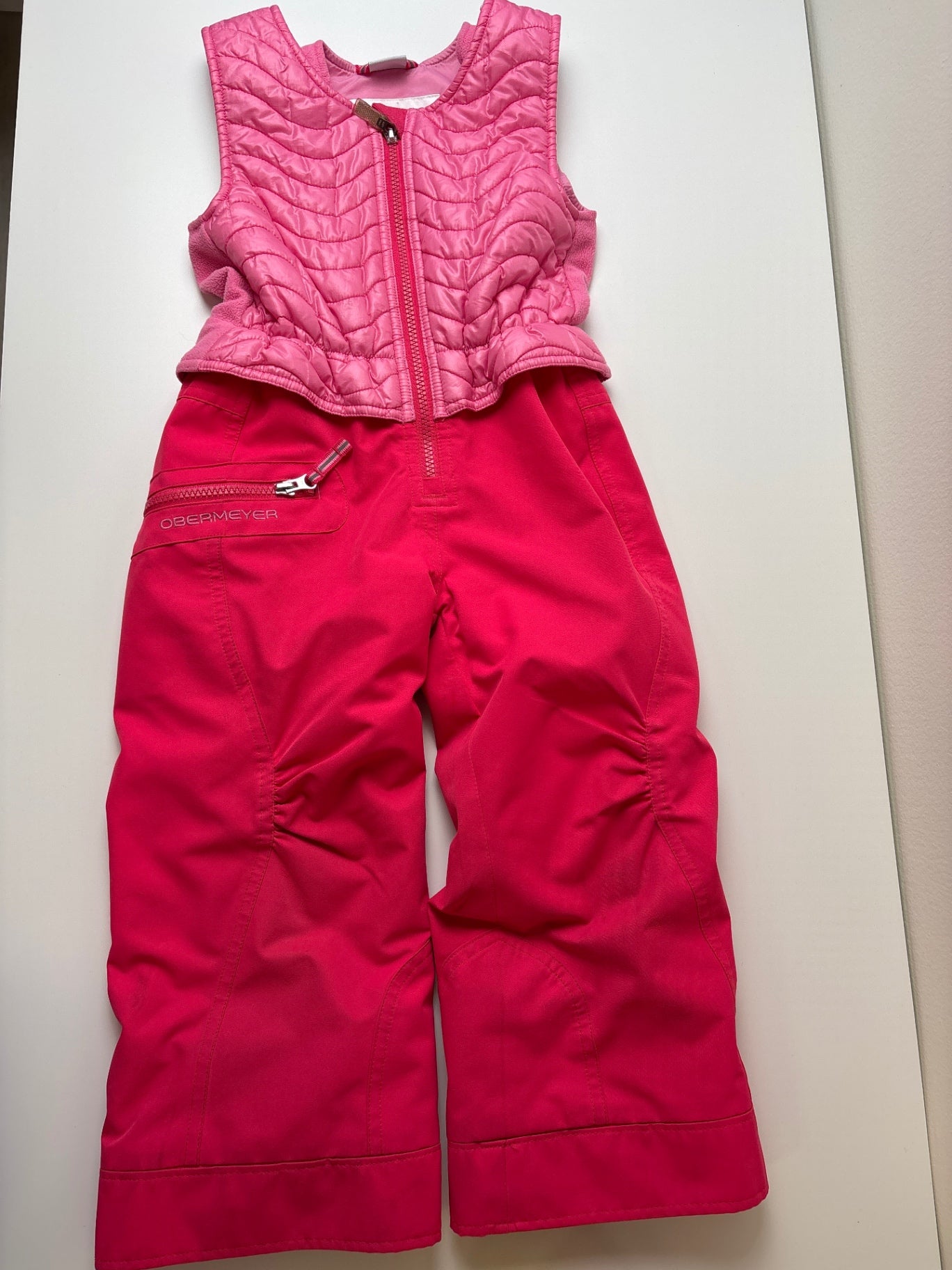 Obermeyer Snow Pants & Suits - Pink Snow Jacket + i-Grow Bibs | size 4T