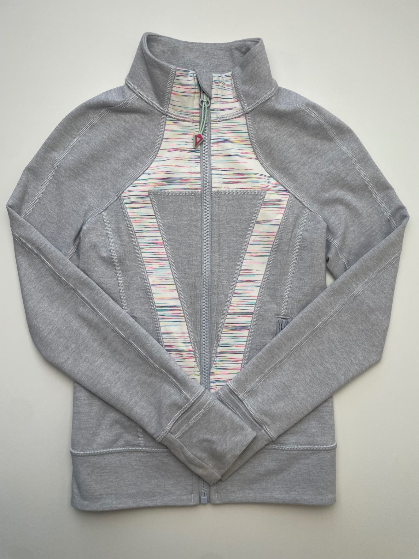 Ivivva Sweatshirt - Gray Rainbow Logo Heathered Full Zip | size 6
