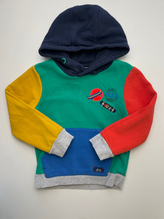 Joules Sweatshirt - Green Color Block Hoodie | size 6