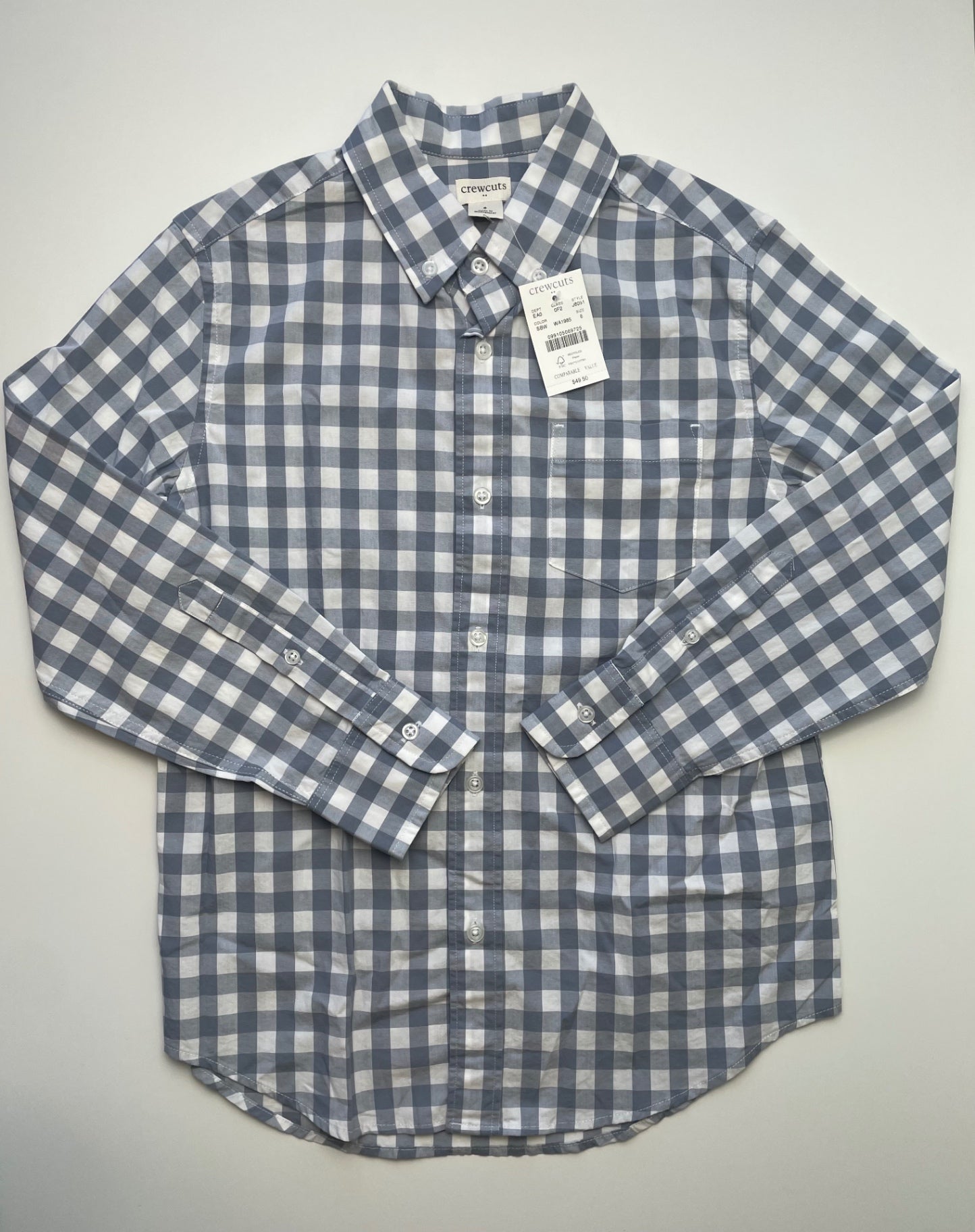 Crewcuts Shirt - Blue Gingham Button Down | size 8