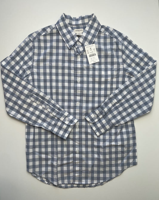 Crewcuts Shirt - Blue Gingham Button Down | size 8