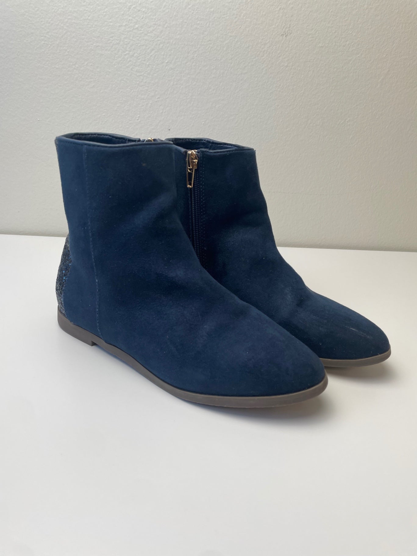 Crewcuts Shoes - Navy Blue Suede Glitter Booties | size Shoe 2.5