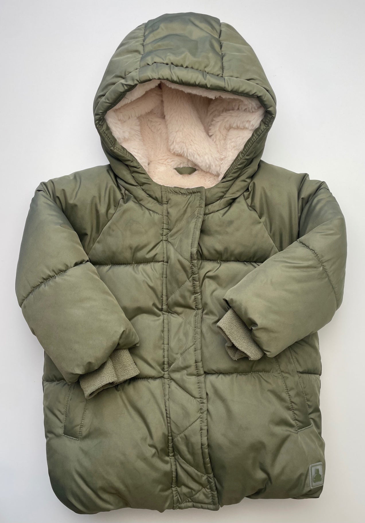 Baby Gap Coat - Green Fur Lined Puffer w/ Hood | size 18 - 24 Months