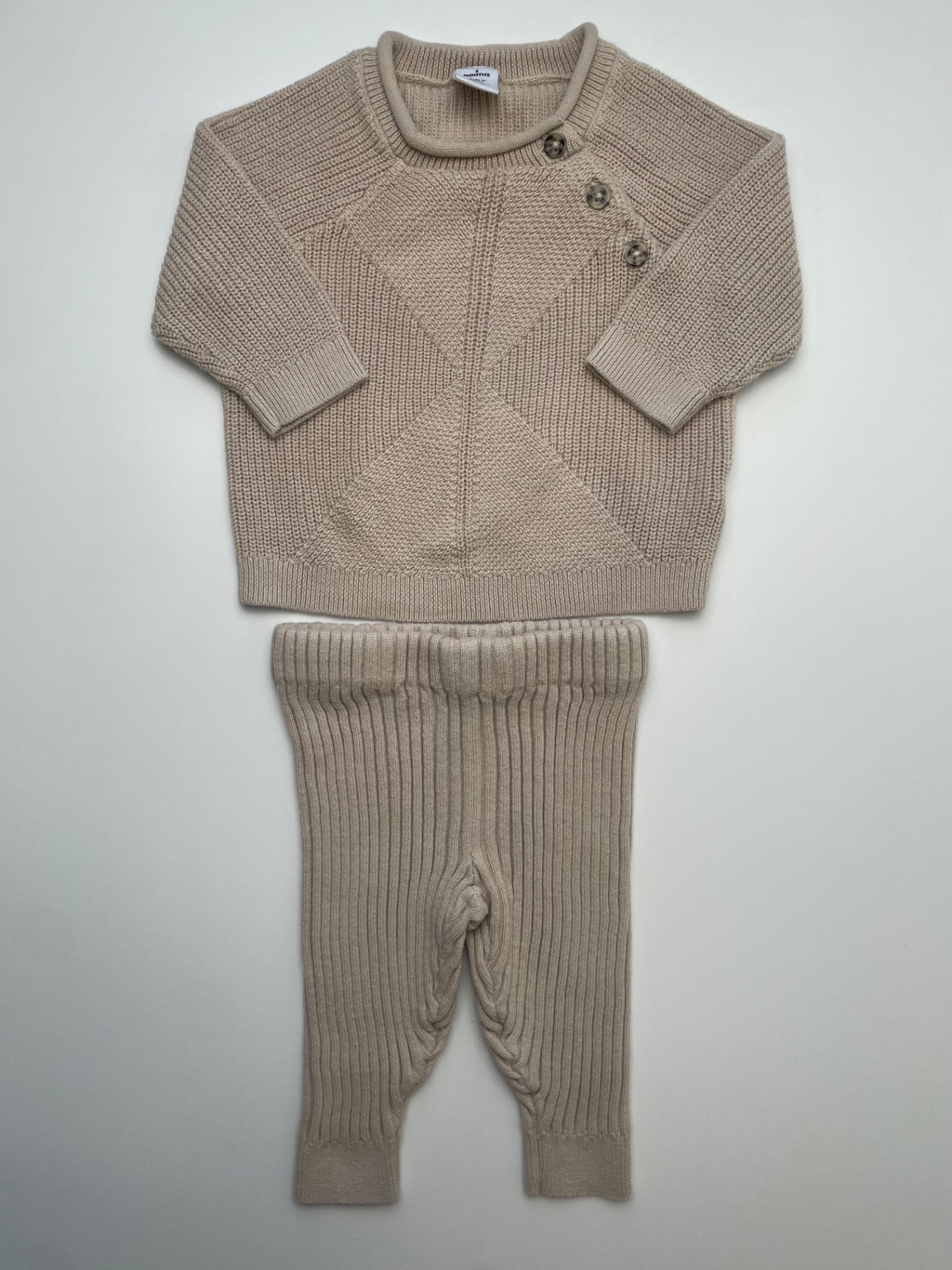 Nordstrom 2 Piece Ensemble - Tan Knit Sweater + Ribbed Leggings | size 3 Months