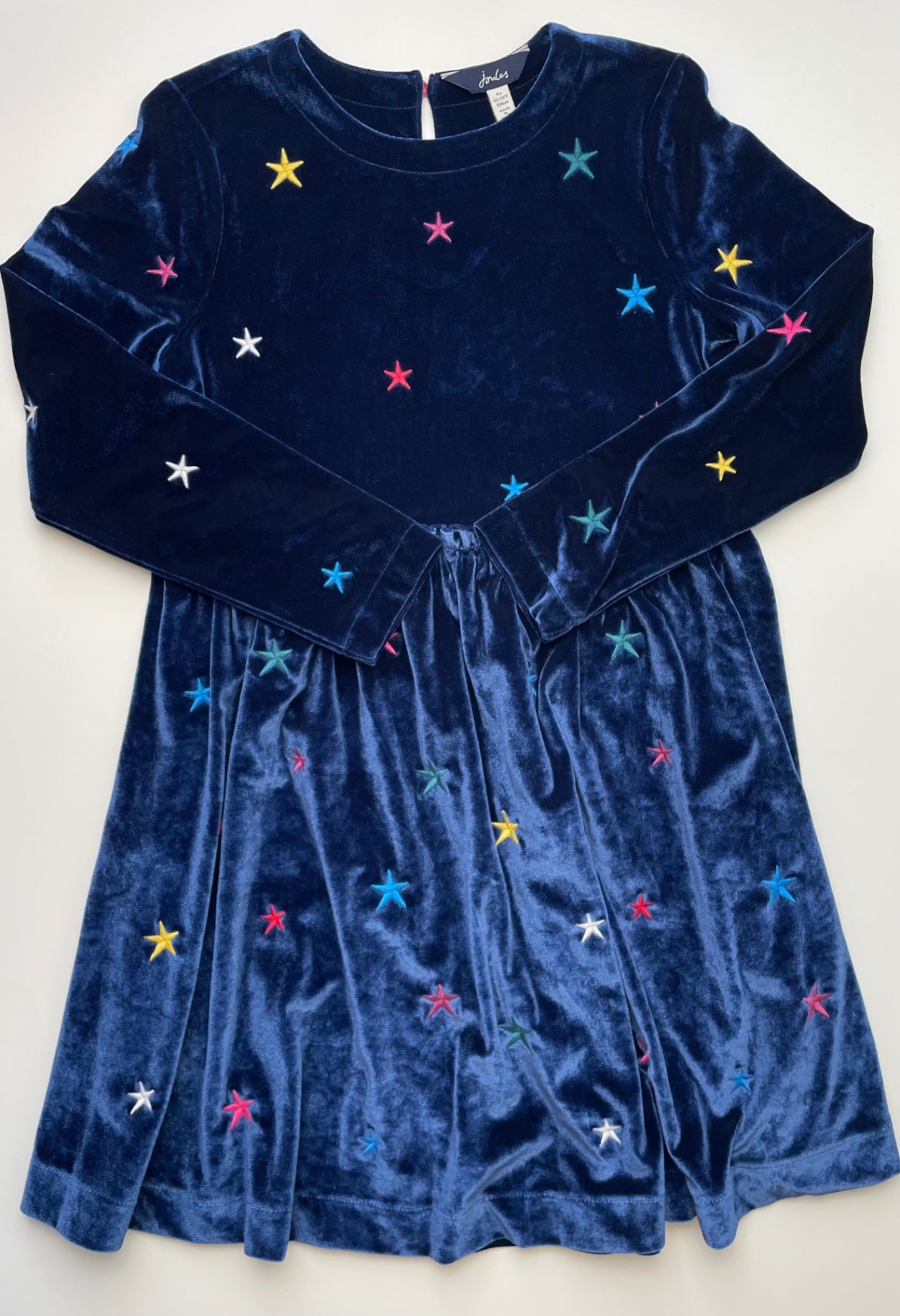 Joules Dress - Navy Blue Velour Embroidered Stars | size 9