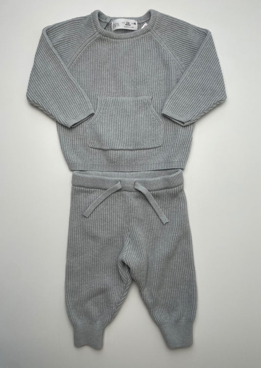 Zara 2 Piece Ensemble - Gray Knit Sweater + Leggings | size 3 - 6 Months